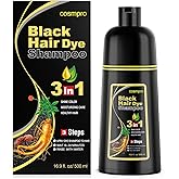 cosmpro Black Hair Dye Shampoo 3 in 1 for Women/Men for Gray Coverage Instant Hair Color Shampoo Semi Permanent Champu Para Cana