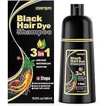 cosmpro Black Hair Dye Shampoo 3 in 1 for Women/Men for Gray Coverage Instant Hair Color Shampoo Semi Permanent Champu Para C