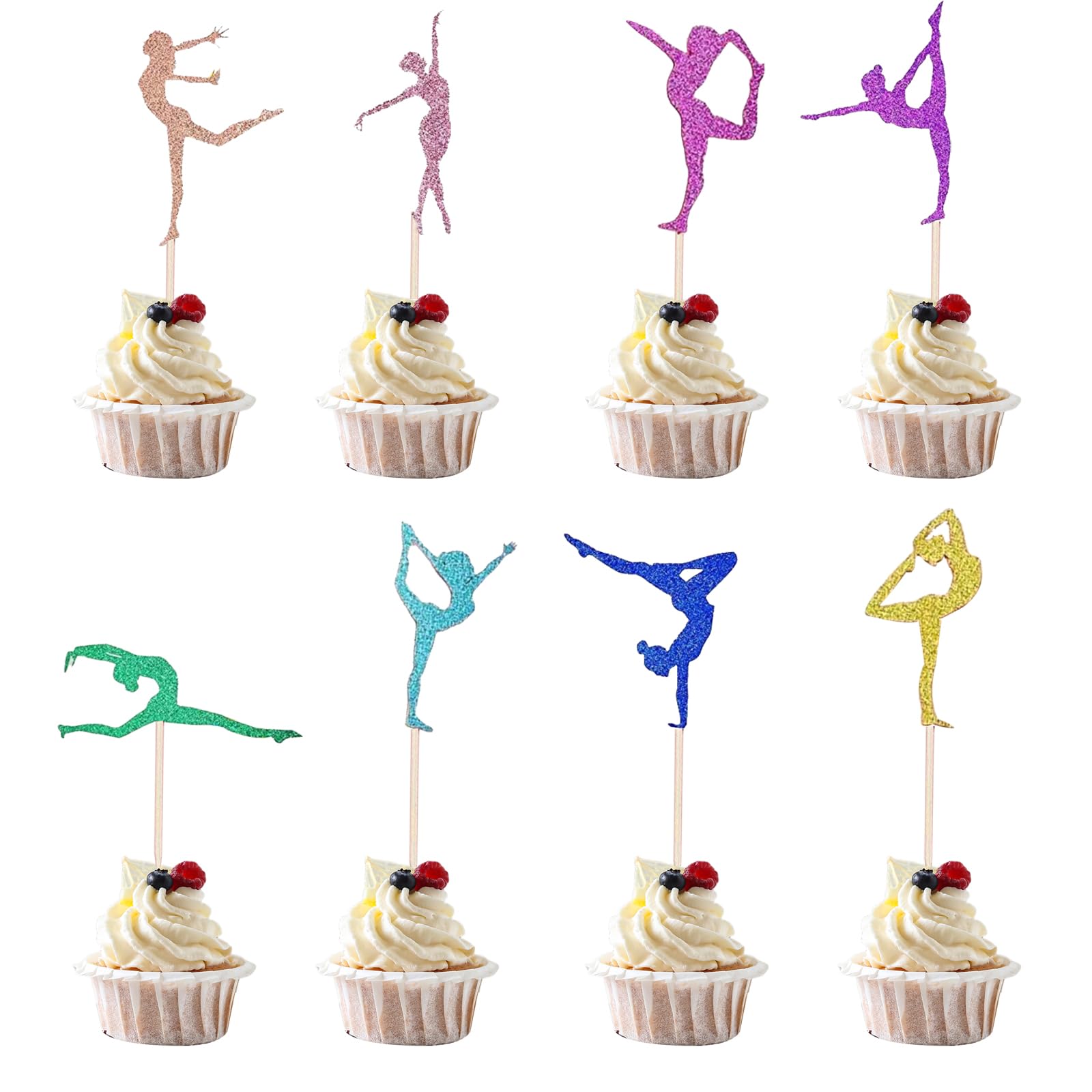 JEKUGOT 32Pcs Gymnastics Cake Toppers Girls, Ballet Decorations for Sports Party Supplies