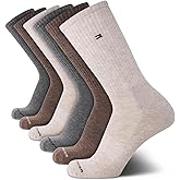 Tommy Hilfiger Mens Crew Socks - 6 Pack Cushioned Stretch Moisture Wicking Athletic Performance Running Socks for Men