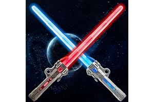 JONEG Lightsaber Light Sabers for Kids 2 PCS, 7 Color, FX Sound 2 in1 Double Bladed LED Expandable Lightsabers for Kids Set, Gift for 8 9 10 11 12 Year Old Girls Boys
