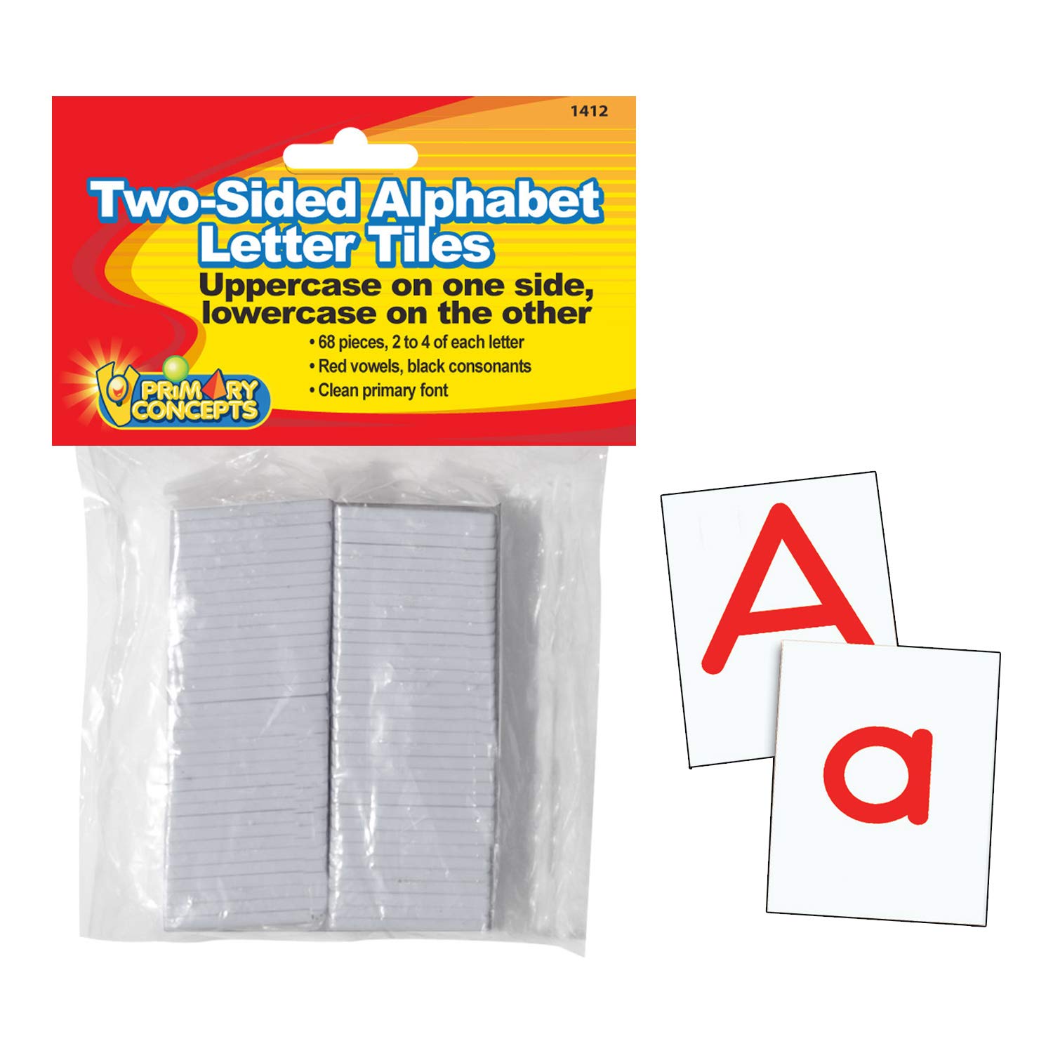 Primary Concepts, Inc PC-1412 Two-Sided Alphabet Letter Tiles Learning kit