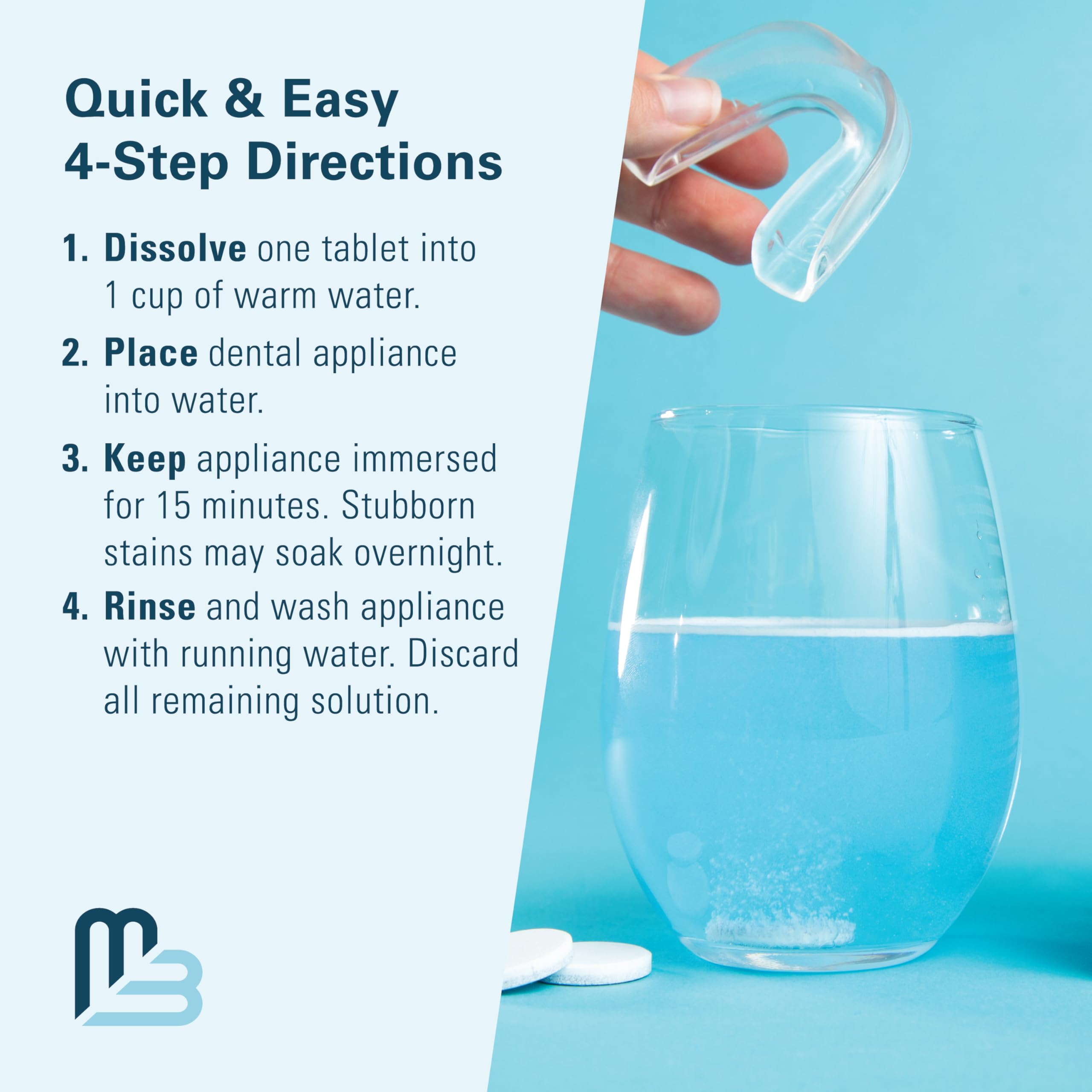 Retainer and Denture Cleansers 240 Tablets Removes Bad Odors Discoloration Stains Plaque for Cleaning Invisalign Mouth Guard Night Guard and Removable Dental Appliances by M3 Naturals