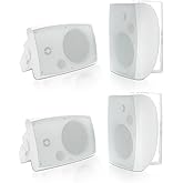 Herdio 6.5 Inch 800W Outdoor Bluetooth Speakers Wired Waterproof with Multifunctional Amplifier, Wall Mount Speakers for Patio Home Poolside Deck Backyard(2 Pairs,White)