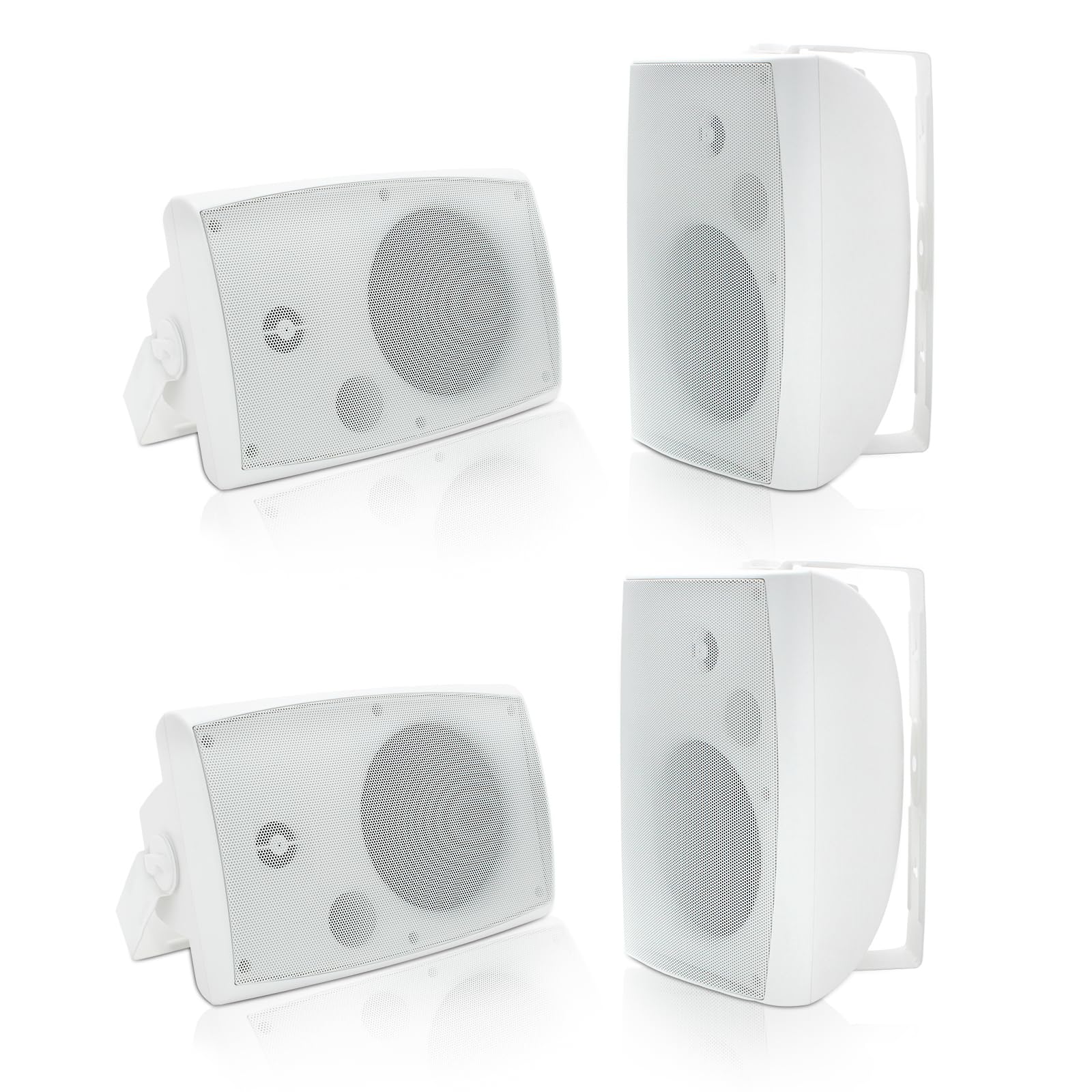 Photo 1 of Herdio 6.5 Inch 800W Outdoor Bluetooth Speakers Wired Waterproof with Multifunctional Amplifier, Wall Mount Speakers for Patio Home Poolside Deck Backyard(2 Pairs,White)