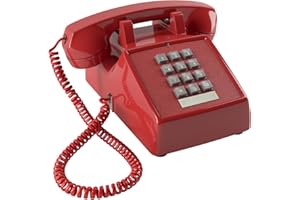 Home Intuition Classic Corded Phone for Hearing Impaired Telephone for Seniors with Extra Loud Ringer, Red