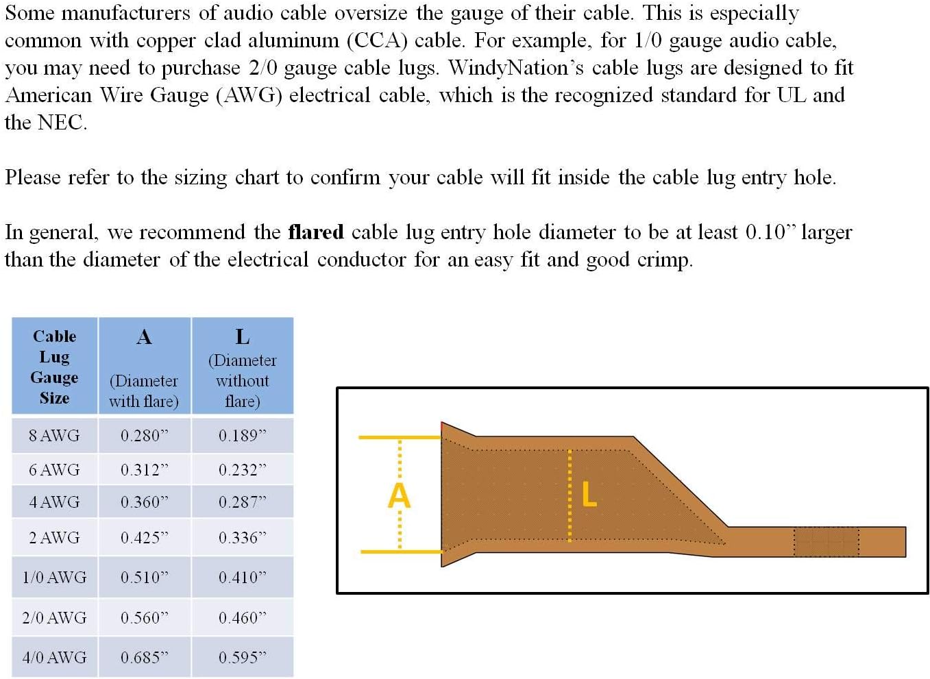 10 pcs WNI UL 4 Gauge x 5/16 Pure Copper Battery Welding Cable Lug Connector Ring Terminals: Car Electronics
