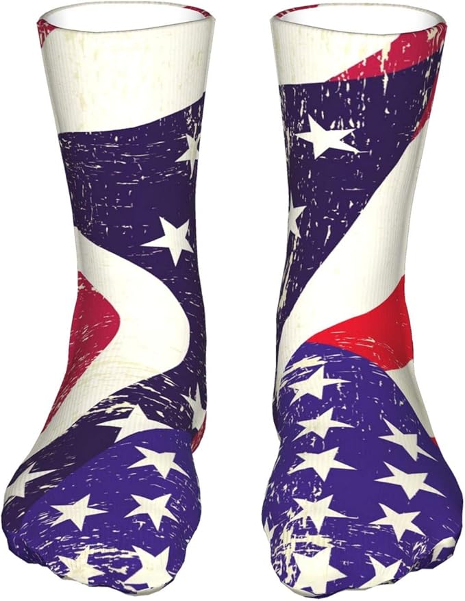 Ohio And Usa Grunge Flag Socks Funny