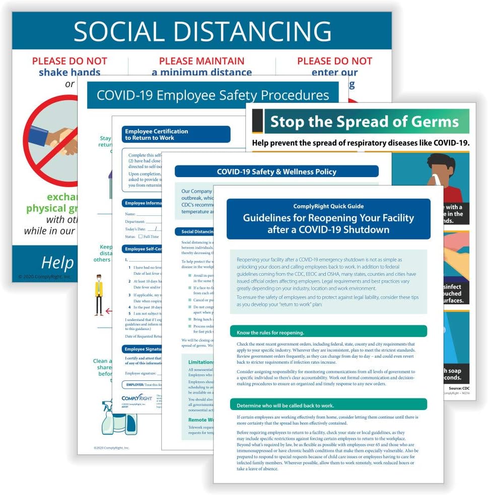 Amazon Com Complyright Covid 19 Workplace Safety Essentials Poster And Guidelines Bundle Office Products