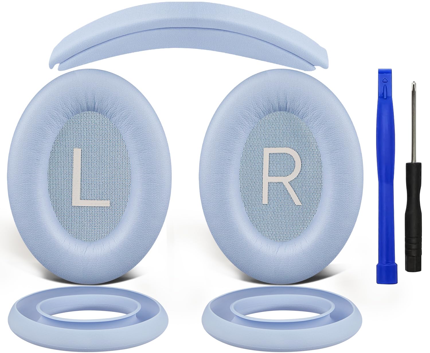 SOULWIT Ear Pads Cushions + Headband + Silicone Earpads Cover Protector, Replacement Kit for Bose QuietComfort 45 (QC45)/QuietComfort SE (QC SE)/New Quiet Comfort Wireless Headphones - Moonstone Blue