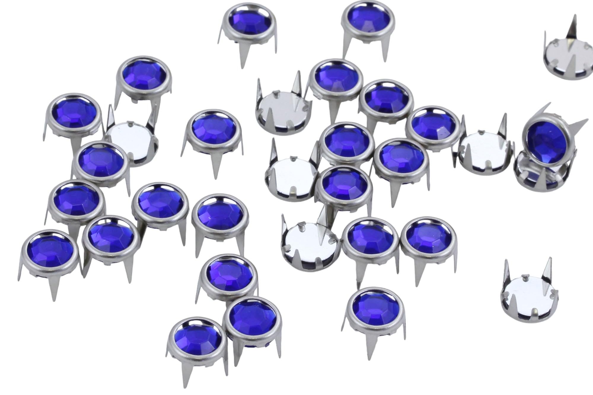 8mm Sapphire CH09 Bedazzler Refills Rhinestones Preset Gemagic Studs Nailheads in Rims for Garment Embelishments Leatherwork DIY Crafts Decorate Shoes, Belts, Tee Size 34-50 Pieces