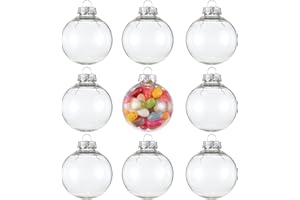 THE TWIDDLERS 15 Clear Plastic Ornaments for Crafts Fillable Christmas Balls 2.2 Inch - Christmas Craft Fillable Baubles, Small Clear DIY Fillable Ornaments Christmas Tree Decorations, Ornament Balls