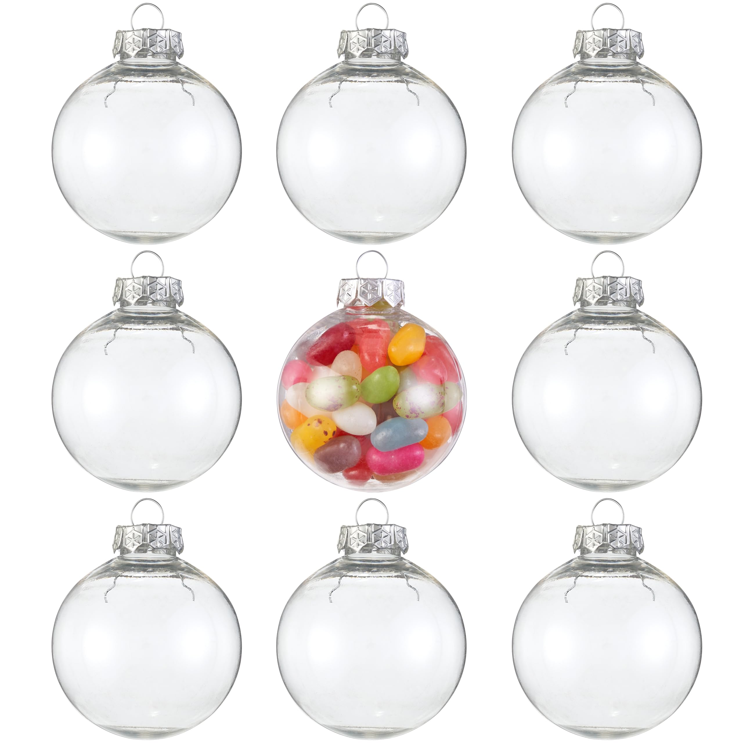 THE TWIDDLERS 15 Pack Christmas Fillable Clear Plastic Baubles, 6cm / 2.5" - Xmas Tree Transparent Ornaments to Fill & Design, DIY Craft