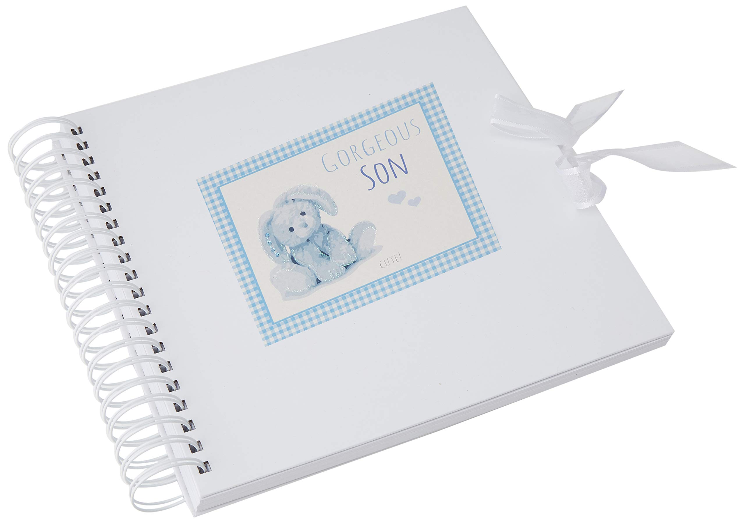 White Cotton Cards Blue 'Gorgeous Son' Card & Memory Book (NRB18C), of