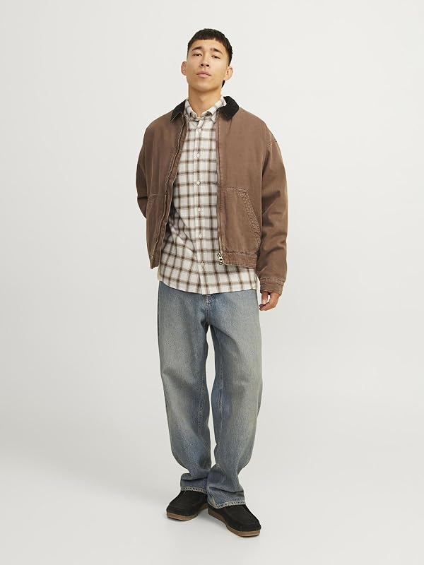 JACK&JONES JPRBLUBROOK Camisa de Estrutura de Quadros L/S SN, Olive Night, S de Homens