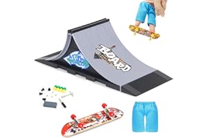 KETIEE Finger Skateboards Ramp Set, Skatepark Deck Kit Training Props with Ramps, Fingerboard & Shorts, Customizable and Buildable Interactive Skate Game, Mini Finger Skate Park Kit for Kids (A Grey)
