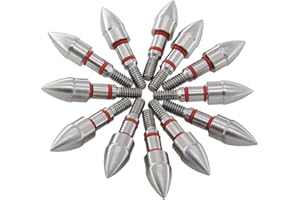 maifield Stainless Steel Archery Field Points, Easy Pull Various Outside Diameter,85/100/125/150/175/200/225/250/275/300 Grains,Screw in Archery Field Tips