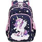 Jumpopack Unicorn Backpack for Girls School Backpacks for Girls Elementary School Bag Bookbag,Navy Unicorn