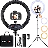 EOTO LIGHT 19 inch LED Ring Light with Tripod Stand, Ring Light with Touch Panel for Makeup Studio Portrait YouTube Vlog Video Shooting with Remote Controller, CRI>97