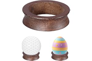 JuxYes 6 Pack Sphere Stand Wood Crystal Sphere Holder Round Baseball Ring Stands Ball Display Stands for Golf Ball Softball M
