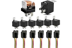 Automotive Relay Harness Set - ELEFOCUS 5 Pin 12V 30/40 AMP SPDT with Interlocking Relay Socket and Color-Labeled Harnesses, 