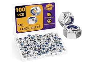 ZERDANS M6x1.0mm Nylon Insert Lock Nuts, 100pcs Hex Locknuts Metric (18-8) 304 Stainless Steel Self-Locking Nylon Lock Nuts Assorted Hardware Lock Nuts for Bolt for RC Cars 3D Printer