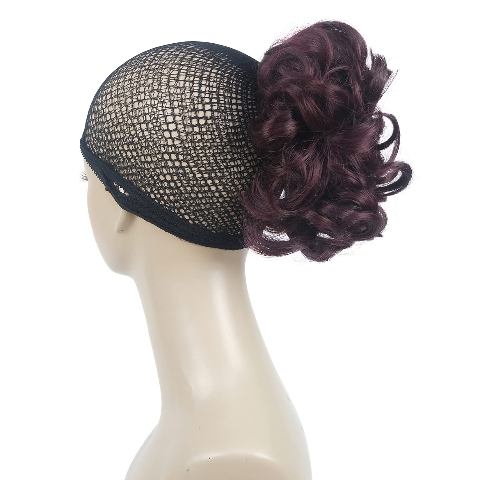 Lydell Short Ponytail Hair Extensions Wavy Curly Synthetic Hairpiece with Jaw Claw (99T Reddish Brown)