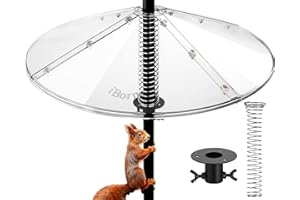 iBorn Squirrel Baffle for Bird Feeder Pole, 19.5” Oversized Squirrel Guard Defender with Spring, Bird Feeder for Outdoors Pro
