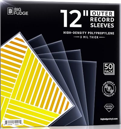 BIG FUDGE 50 Outer Clear Vinyl Record Sleeves 12 inch 3 mil Polypropylene
