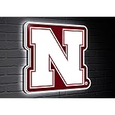Team Sports America NCAA University of Nebraska Ultra-Thin LED Light Wall Sign Décor | Officially Licensed - 23 Inch Mascot Logo Shaped Wall Sign | Made in USA