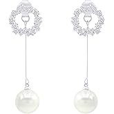 925 Sterling Silver Simulated Freshwater Culture Pearl Dangle Earrings