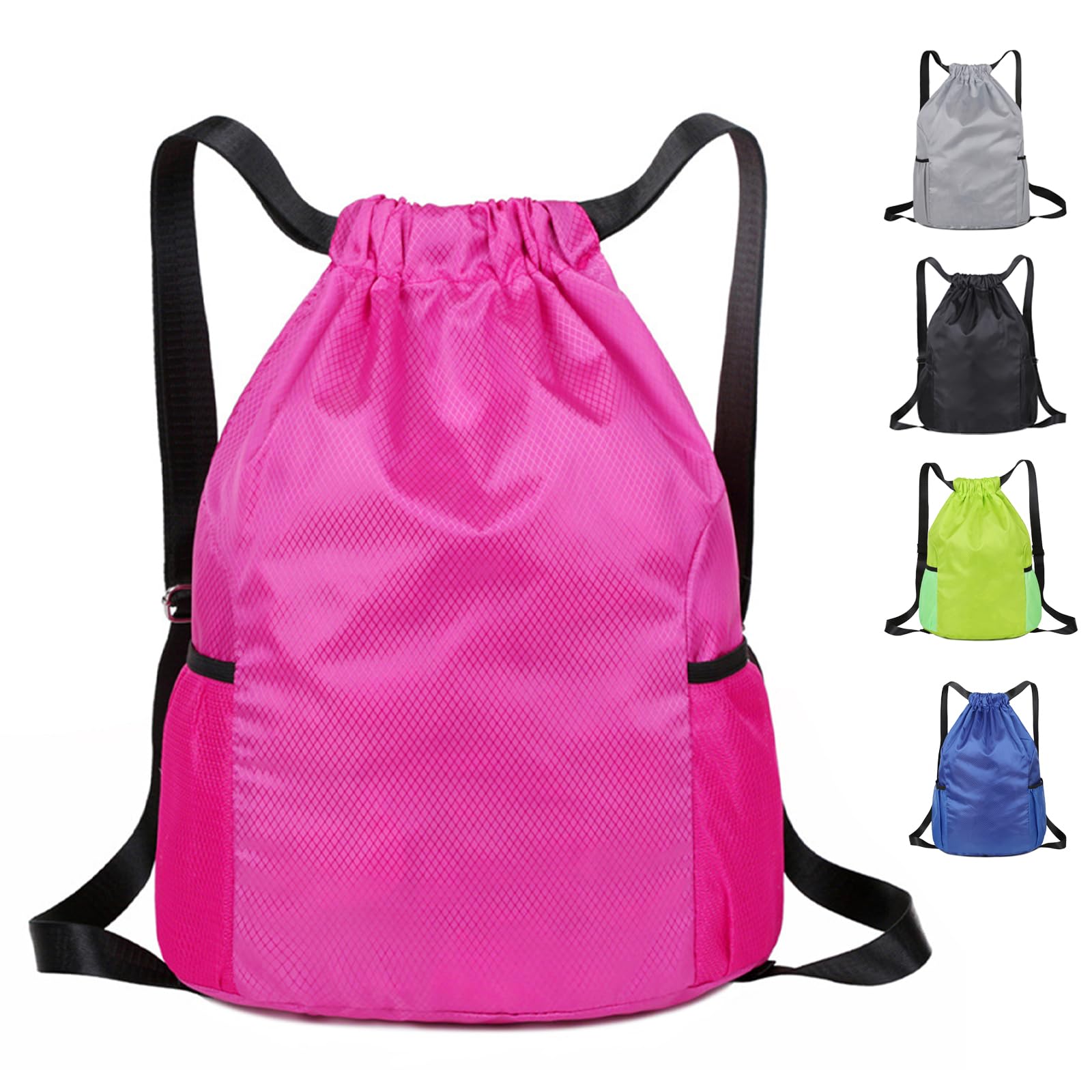 Toced Drawstring Swimming Bag for Kids, Waterproof Girls Swim PE Bag Oxford Fabric Large Sports Backpack String Gym Sack for School Travel Holidays Climbing Hiking