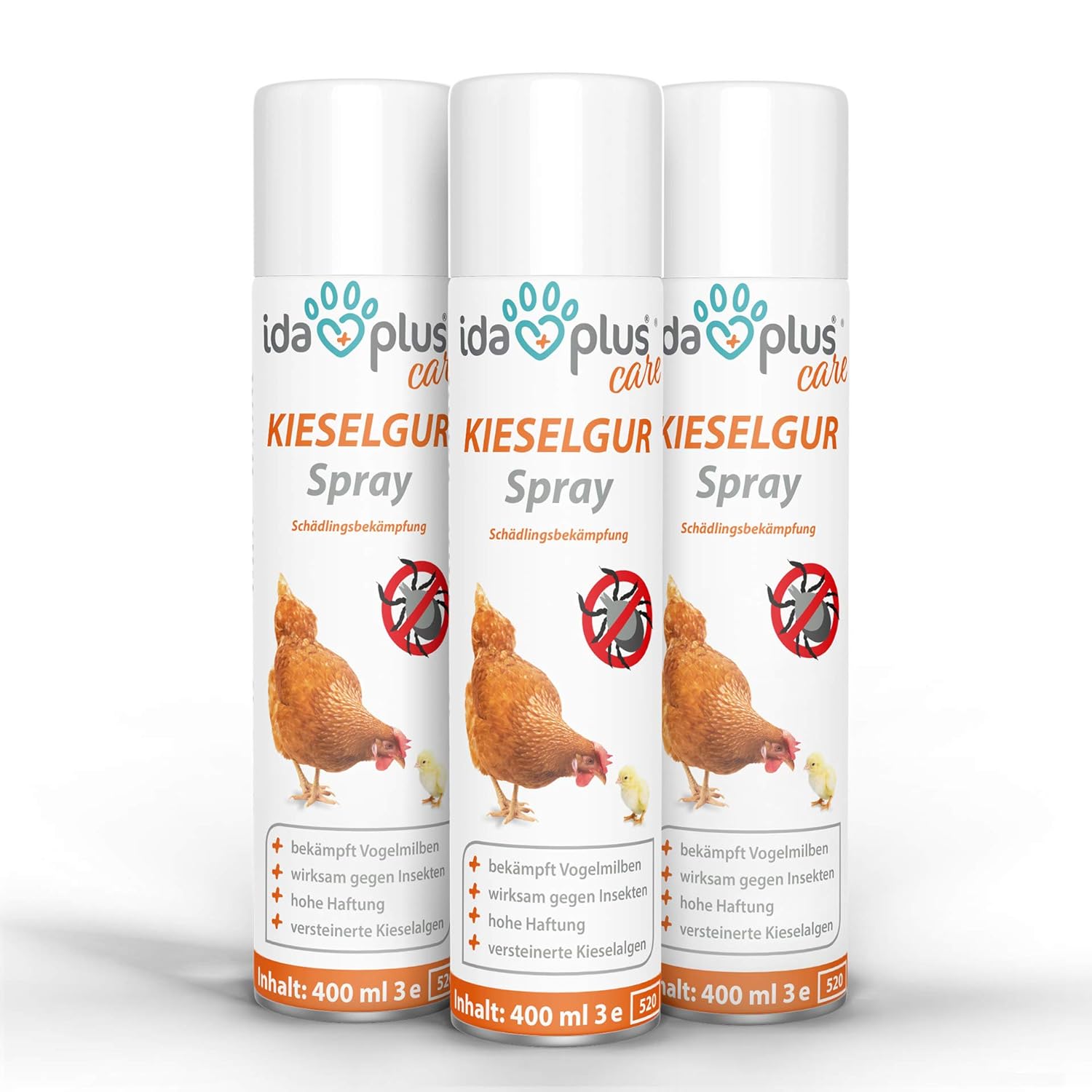 Ida Plus Kieselgur Milben Spray 3x 400 Ml Mittel Gegen