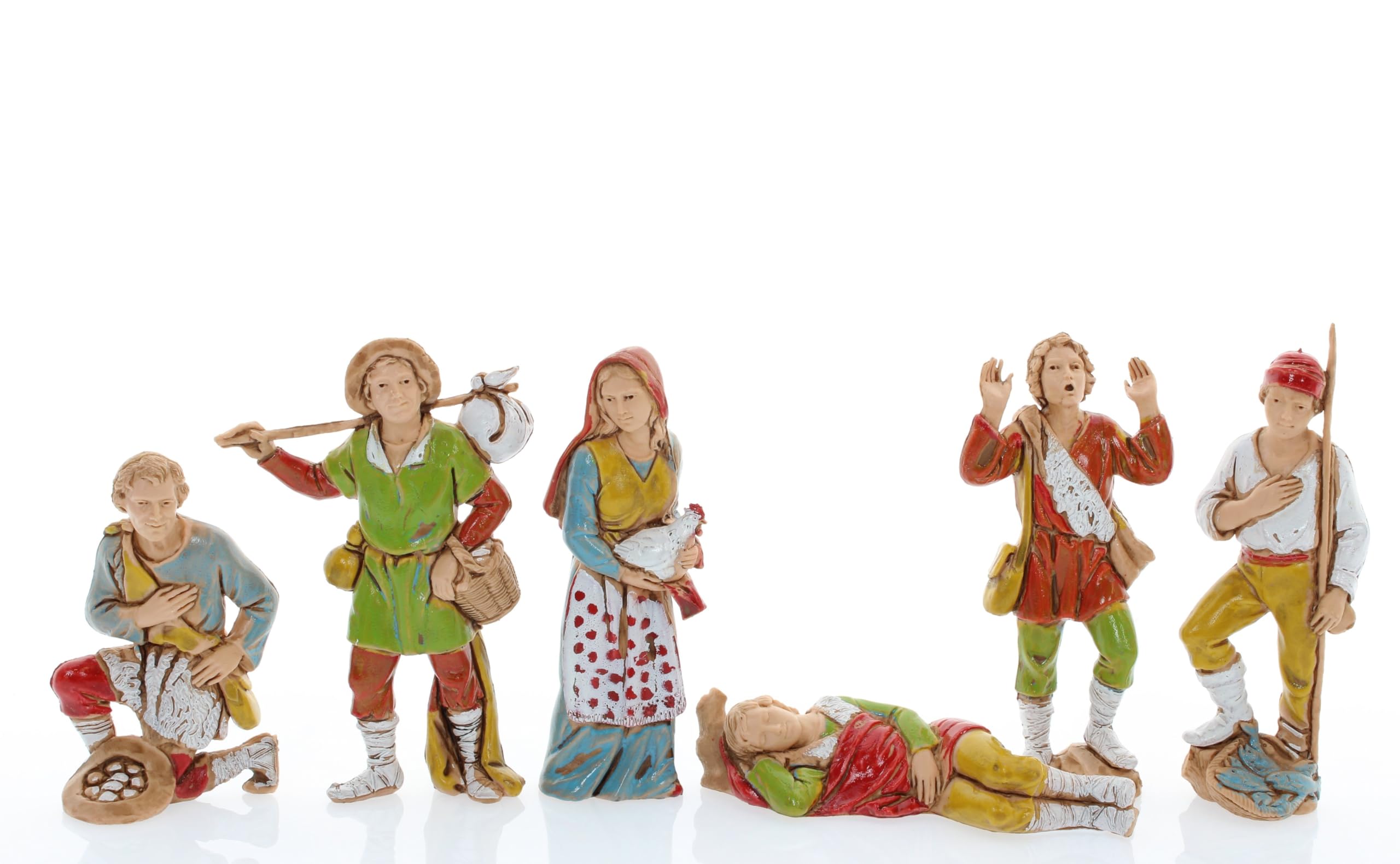 Moranduzzo 6 Shepherds for 3.15 Inch Crib, Scale 1:22 – STANDARD 8 – Unbreakable Figures, Hand-Painted, 1700s Style, Official Product, Made in Italy, Sculptor M. Landi