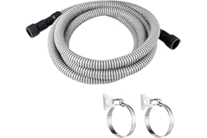 PevePexe 10Ft Universal Dishwasher Drain Hose, Corrugated Discharge Hose Flexible Dishwasher Replacement Drain Hose Extension with 2 Clamps,Fit 5/8"-3/4" and 1"
