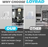 LOYRAD 3 Way Plug Extension Socket UKCA Certified 13 A Fuse White view 4