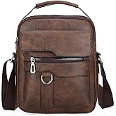 Small Crossbody Bag, Mens Shoulder Bag, Vintage leather Bag Office Business for Men, Handbag Purse Zipper