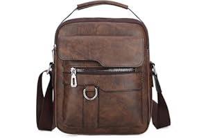 JINGTIANCD Small Crossbody Bag, Mens Shoulder Bag, Vintage leather Bag Office Business for Men, Handbag Purse Zipper