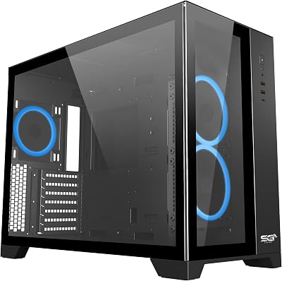 SaharaGaming P480TB-S ATX PC Case Black 4x12cm ARGB Fans Cable Management Fan