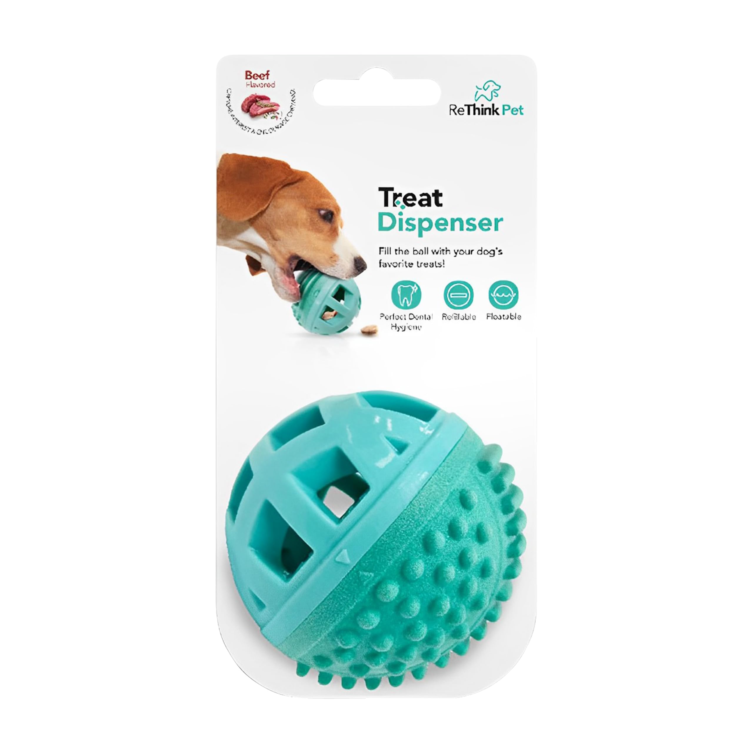 Photo 1 of ReThink Pet Treat Dispenser Ball Toy, Beef Flavored Interactive Dispensing, Floatable Dog Toys with Treats