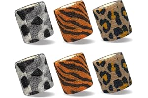 Safesense 6 Pack Vet Wrap 2 inch for Dogs Horses, Pet Wrap Bandage Self Adhesive, Coban Bandages for Wounds Breathable Non Woven for Dog Cat Horse Pet Animals Furprint