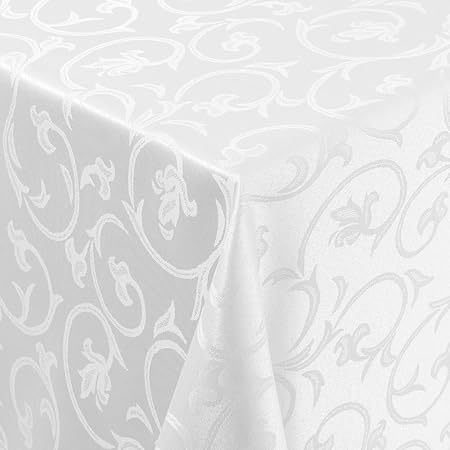 Tischdecke Damast ELISA mit Saum - Eckig Rund Oval - Farbe und Größe wählbar - Premium Qualität - | Eckig 80x80 cm weiss |
