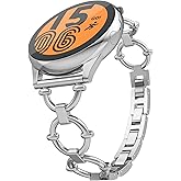 Yncamoo 20mm Metal Band Compatible With Samsung Galaxy Watch 4 & 5 (40mm 44mm), Women's Cute Stylish Adjustable for Watch 5 Pro 45mm, 4 Classic 42mm 46mm, Active 2, 3 41mm (Silver)