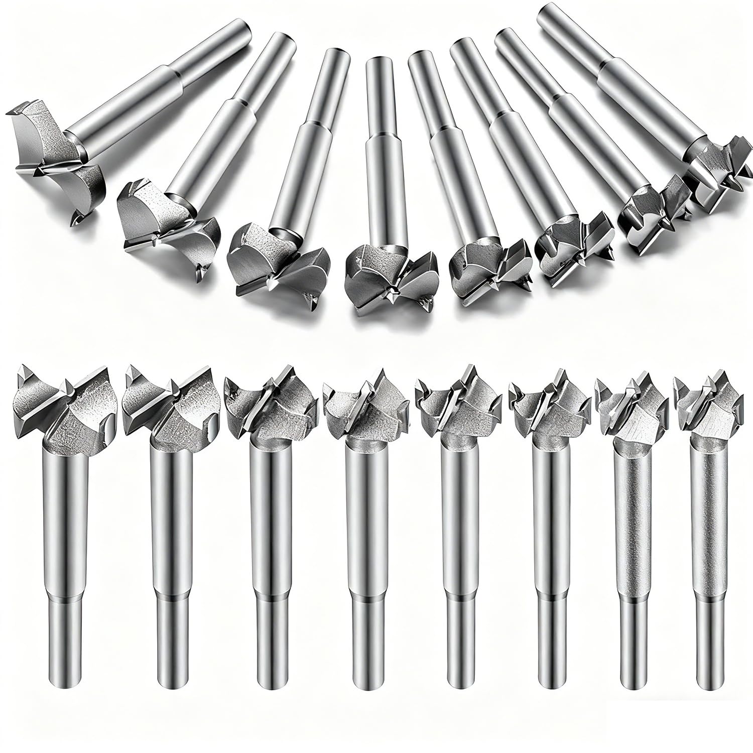 Aohoo 16pcs Forstner Drill Bit Set,Tungsten Steel, HSS Titanium Coated, Forstner Bits for for Wood, Furniture, Cabinets, Cork, Splint, Particle Board(15/16/17/18/19/20/21/22/23/24/25/26/28/30/32/35mm)