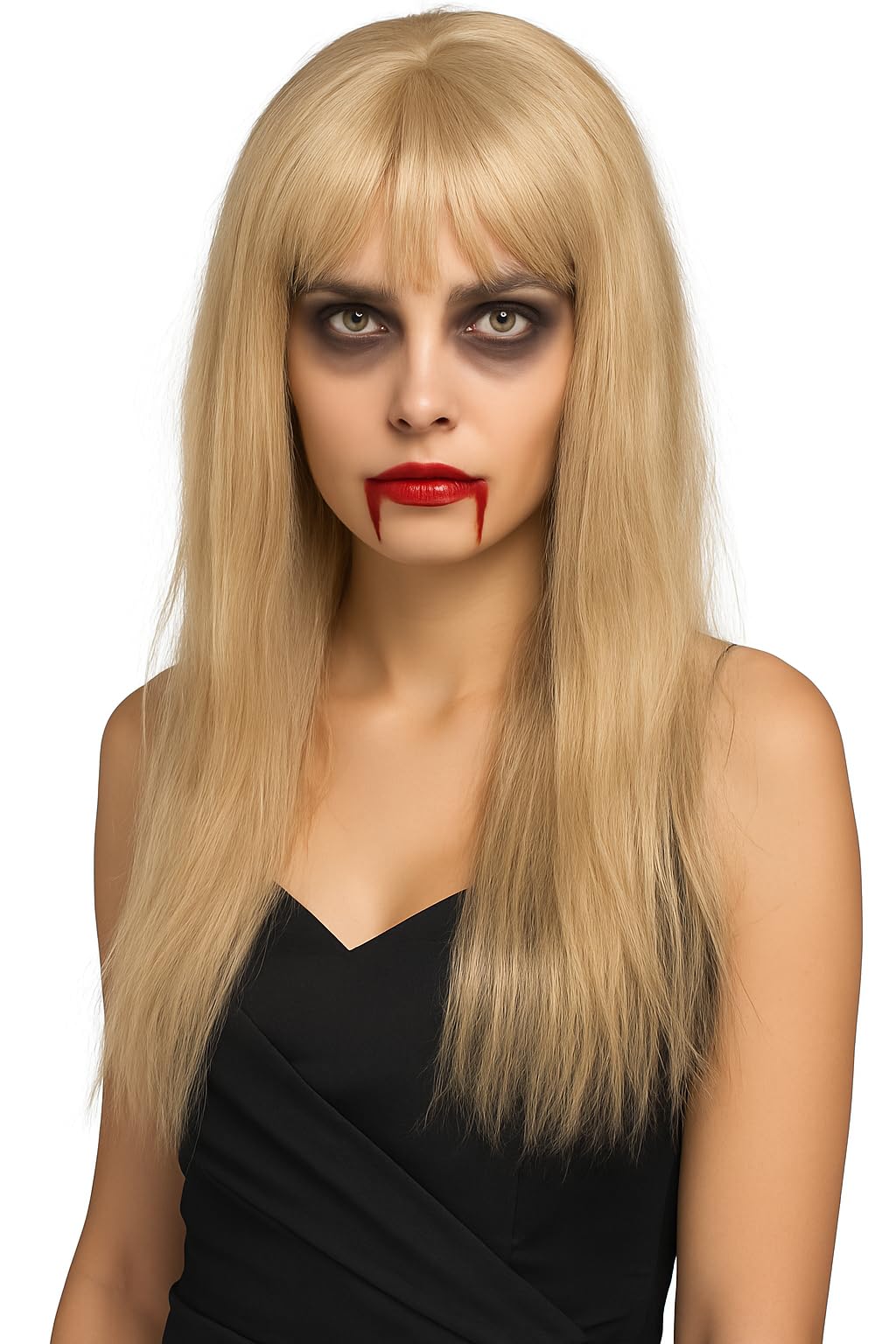 WOMEN'S LADIES LONG STRAIGHT WIG FANCY DRESS COSPLAY WIGS POP PARTY COSTUME (Blonde/Gold)