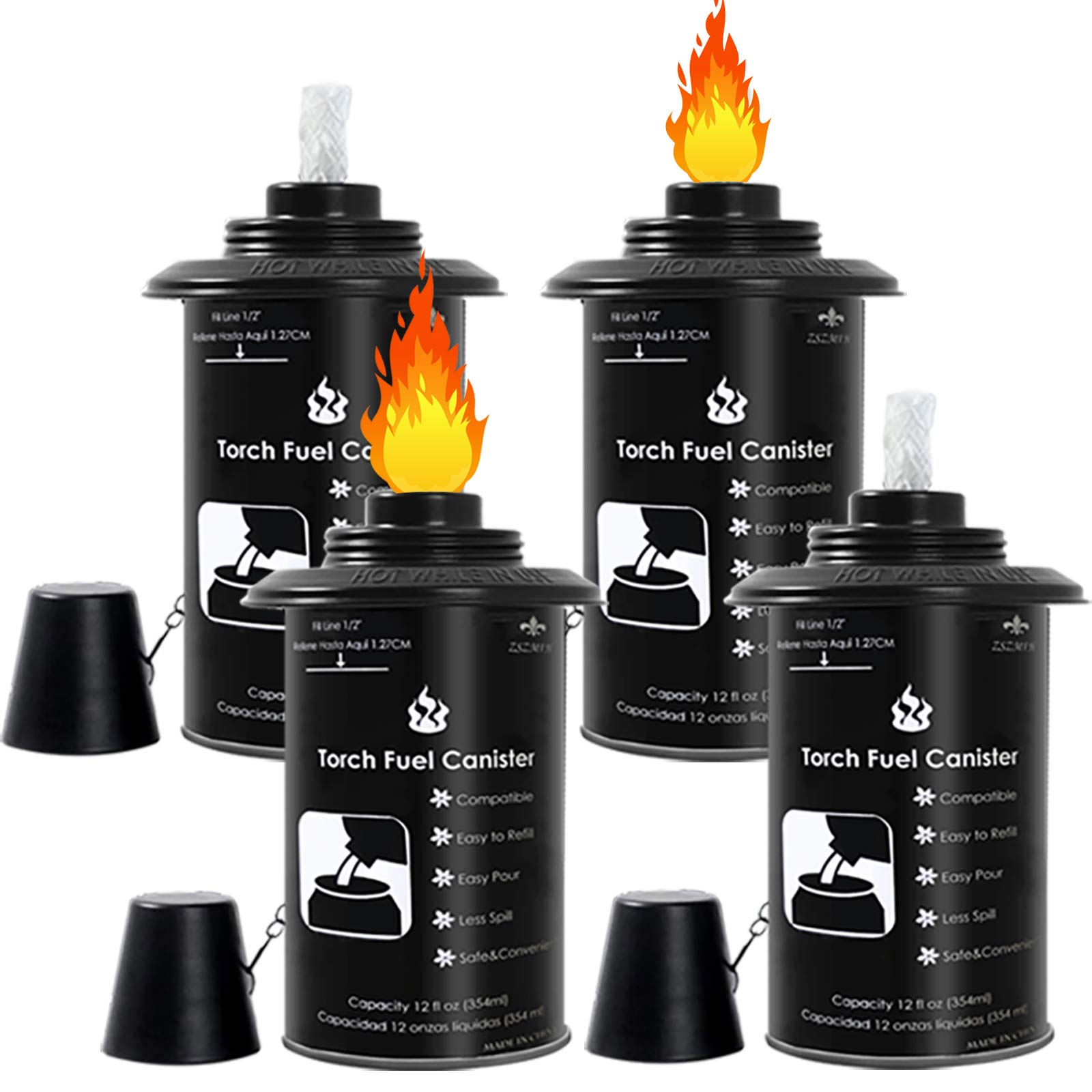 ZSZMFH Home Garden Torch Set of 6, Large Capacity 23.5oz Outdoor Metal Torch Garden Décor,55-Inch Upgraded Citronella Torches with 3-Prong Grounded Stake, Table Top Torches for Party Patio Pathway