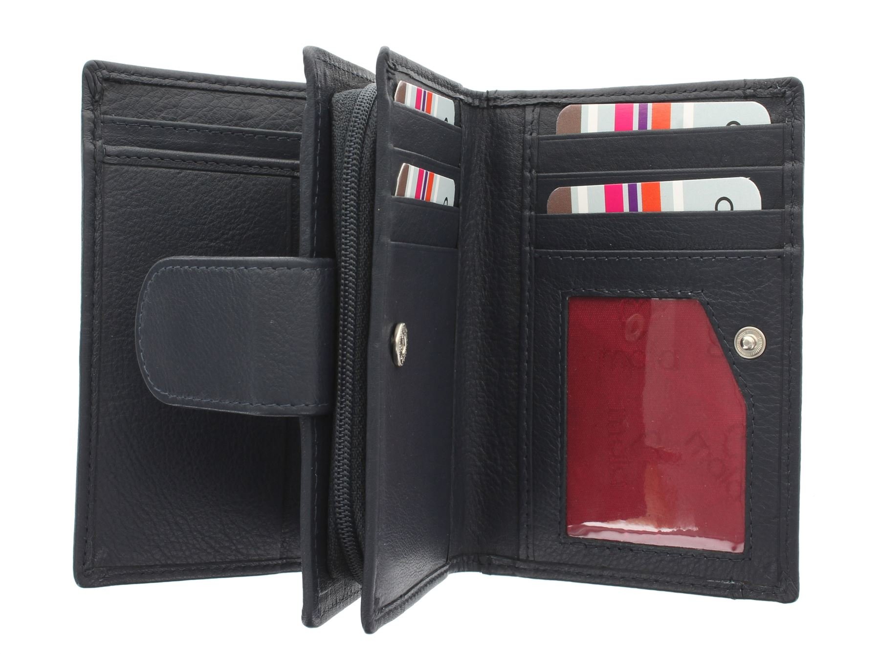 Mala Leather Origin Collection Leather Purse with RFID Protection and External ID Window 3118_5 Navy