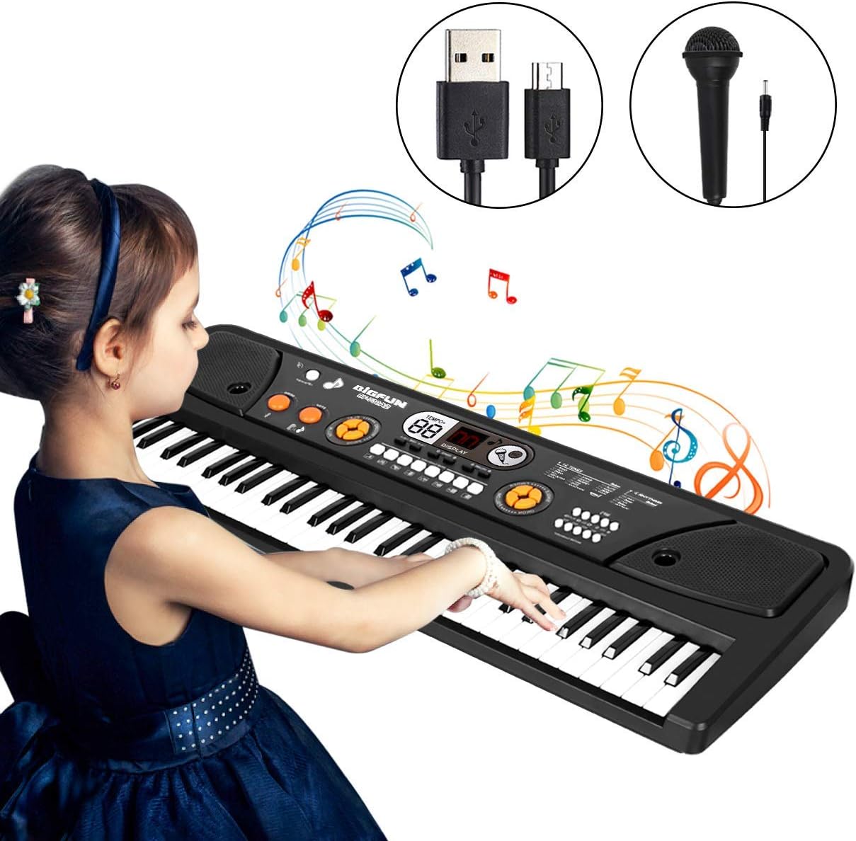 37 Tasten Keyboard Mit Mikrofon - Tragbares Mini-Piano Für Anfänger