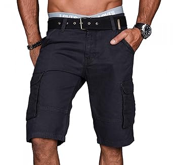 A. Salvarini Stylische Herren Cargo Short inkl. Gürtel Sommer Bermuda Kurze Hose Army Shorts AS-037