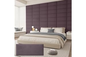 Amoveo Upholstered Headboard for King Size Bed, Wall Mounted & Peel and Stick Headboard, Soundproof DIY Wall Panels, Leather Head Board in Modern Design for Bedroom (12 Panels, Each 23.62"x9.84"